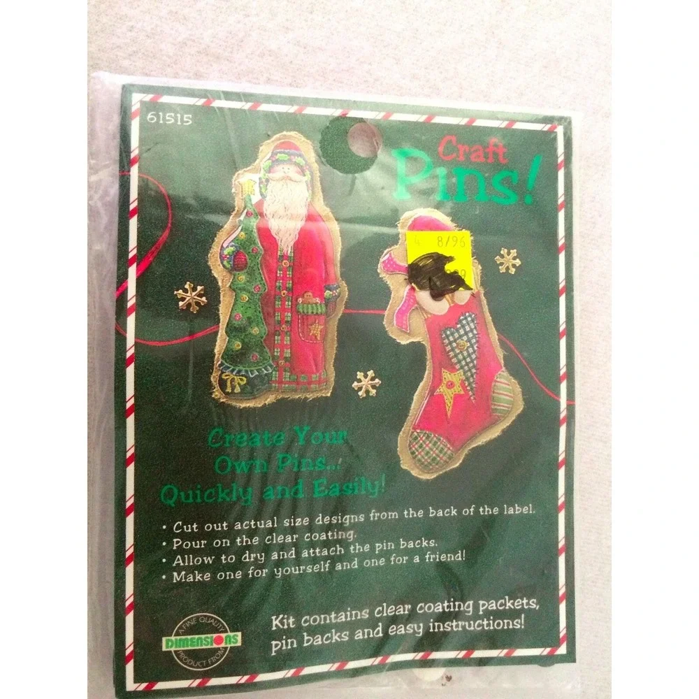 Dimensions Craft Pins Lot of 2 61515‎ & 61516 Santa Stocking Snowman New Sealed